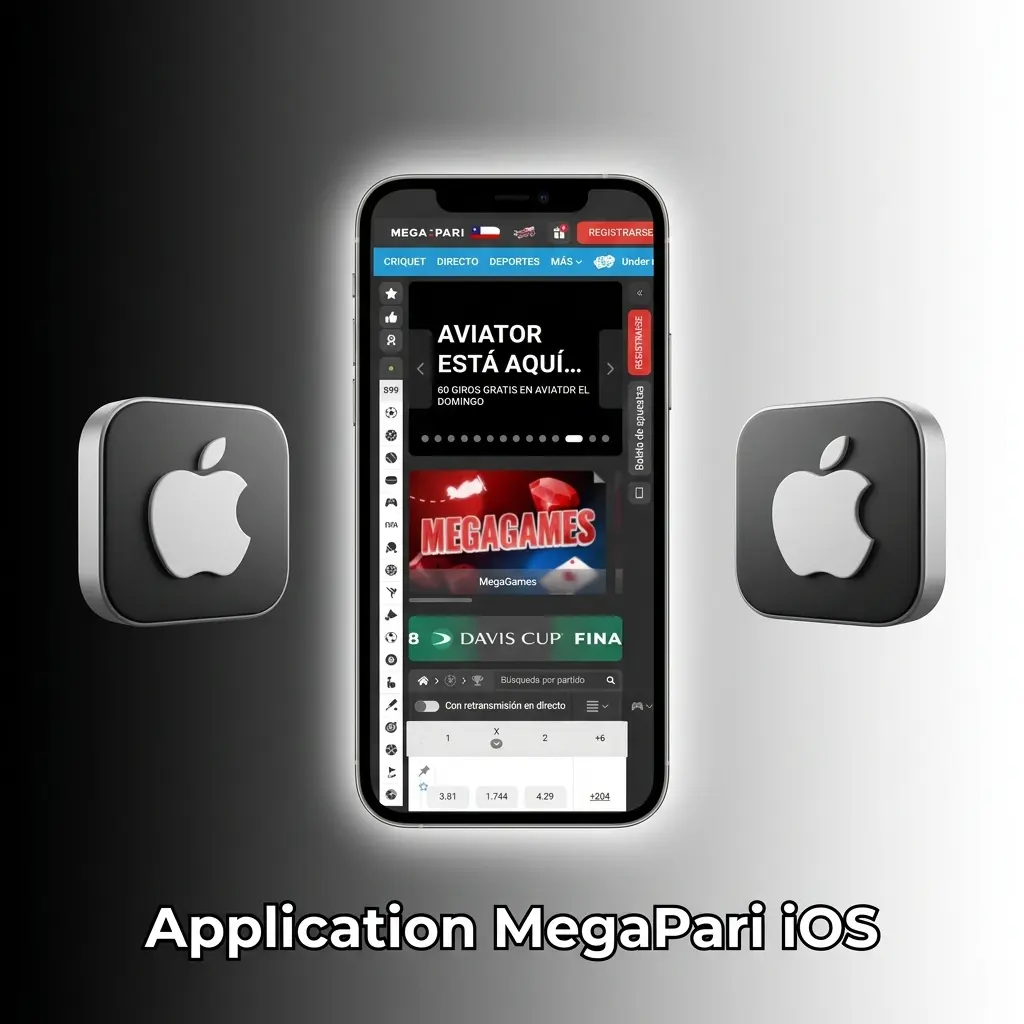 Application MegaPari iOS sur iPhone et iPad avec interface optimisée pour paris sportifs et casino
