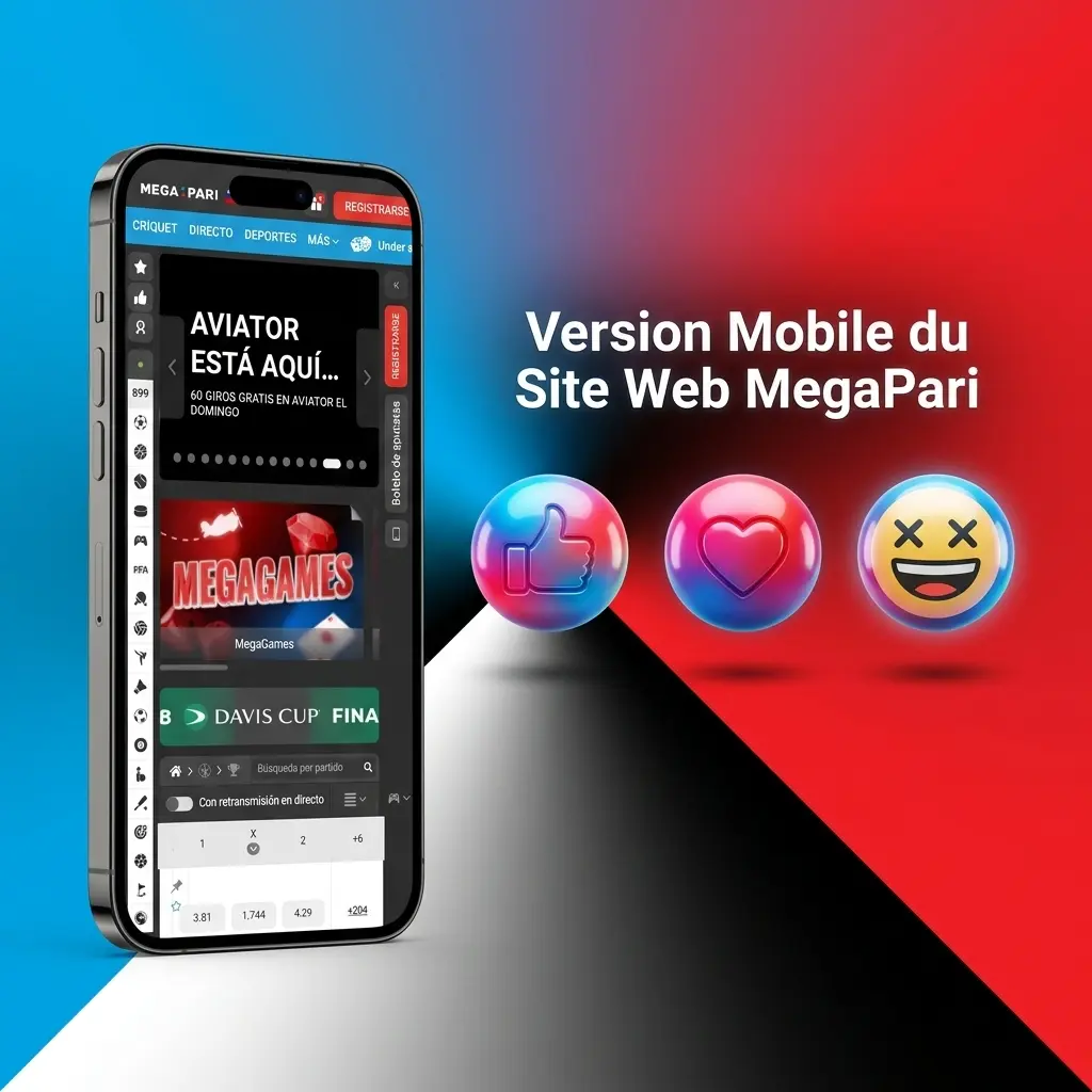 Version mobile MegaPari accessible sur smartphone et tablette pour paris sportifs et casino en direct en Belgique